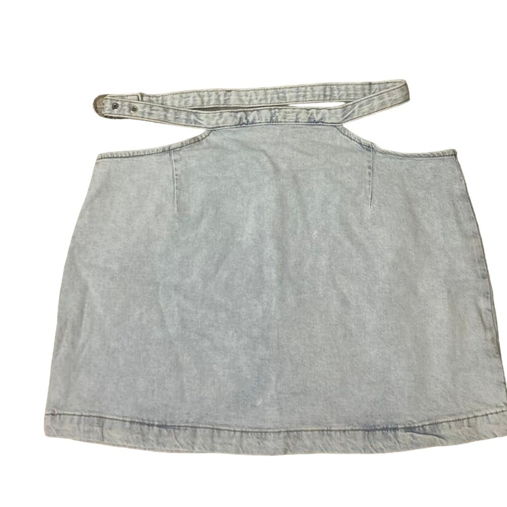 WeWoreWhat NWT Light Wash Cut Out Mini Denim Mini Skirt Size Large - Picture 4 of 11